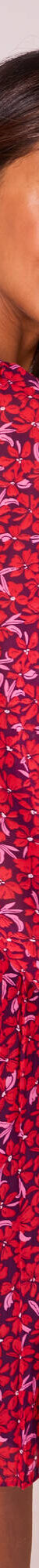 Robe imprimé fleuri, voile plissé (prune / rouge) Robe imprimé fleuri, voile plissé (prune / rouge)